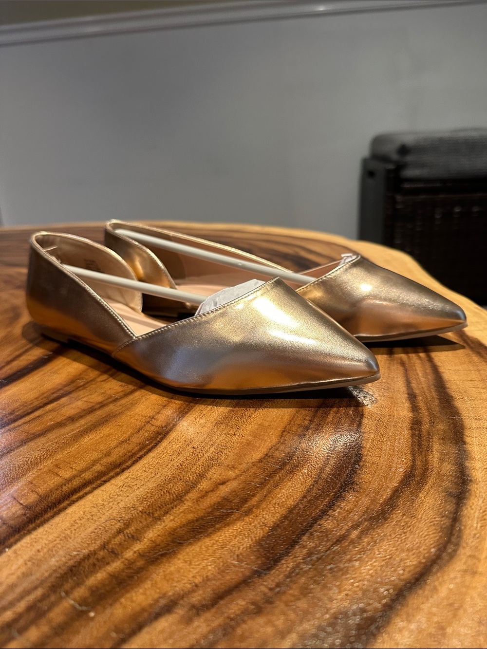 Journee Collection Metallic Gold Pointed Toe Flats